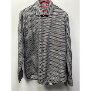 Azaro‎ Uomo Men Casual Shirt Size XL Button Front Collared Long Sleeve Circle